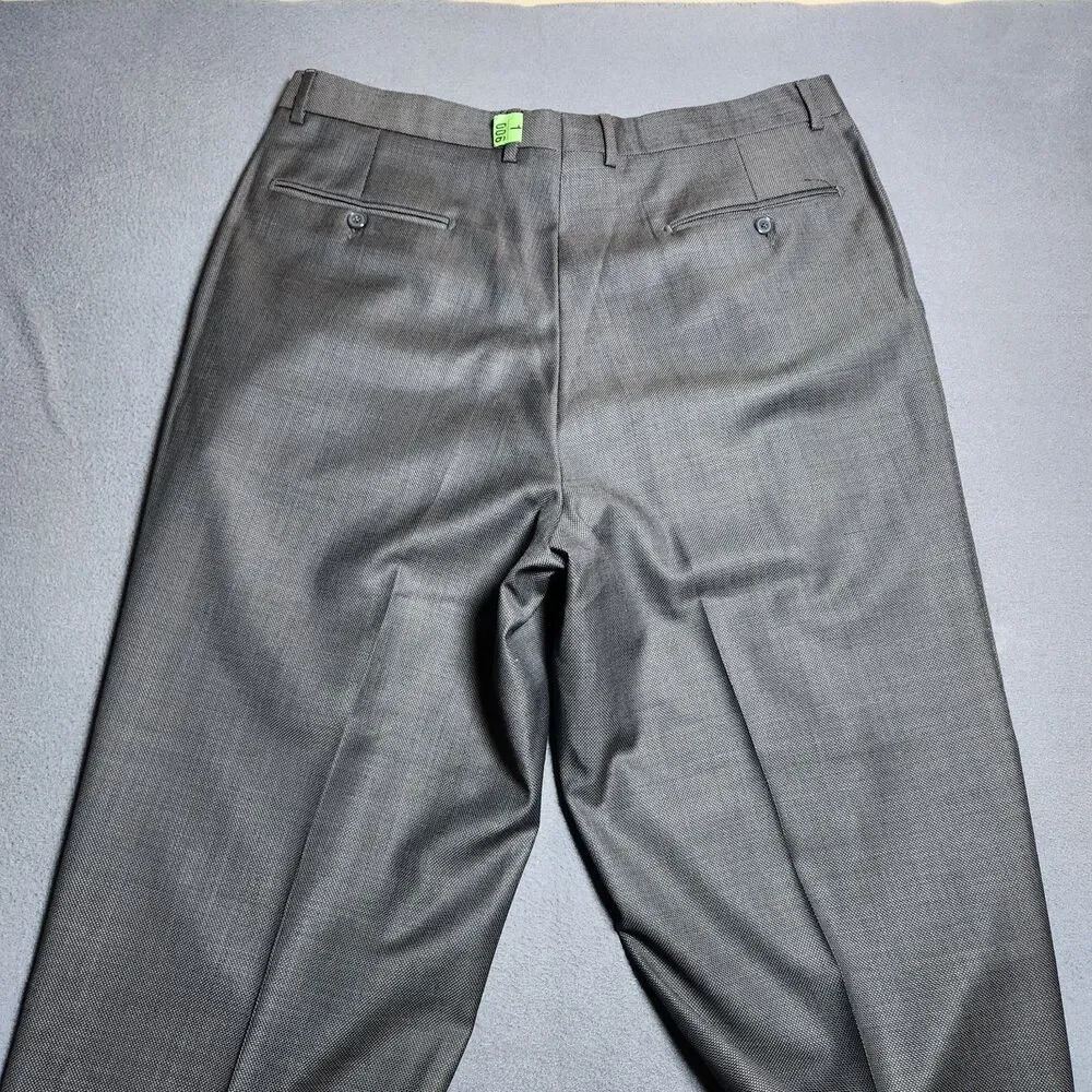 Santorelli Men 38 (37x28.5) Dark Gray 100% Wool Pleated Cuffed Dress Pants